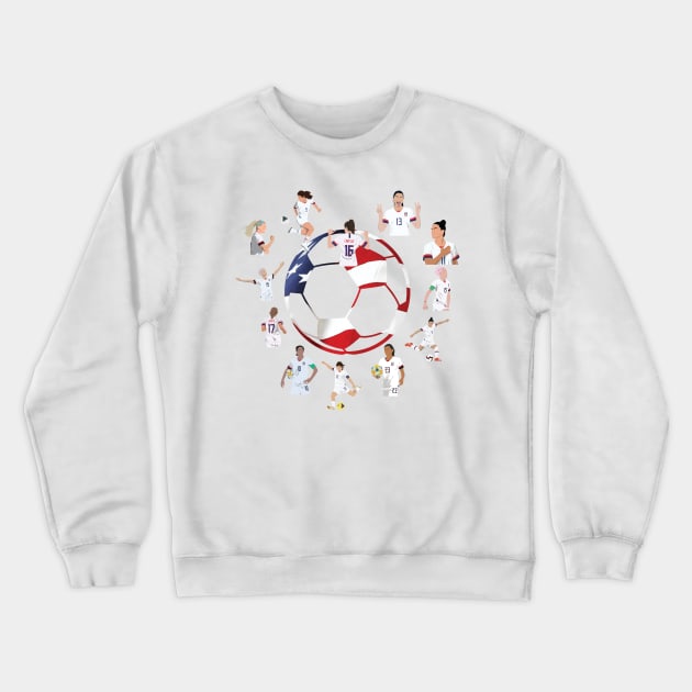 USWNT Heart USA Flag Soccer Ball Crewneck Sweatshirt by Hevding